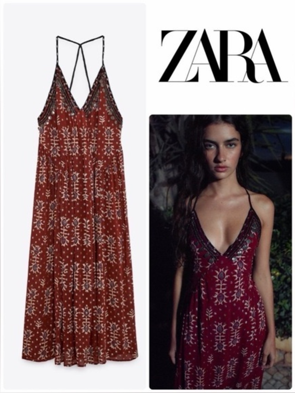 ZARA BOHO PRINTED COIN DRESS